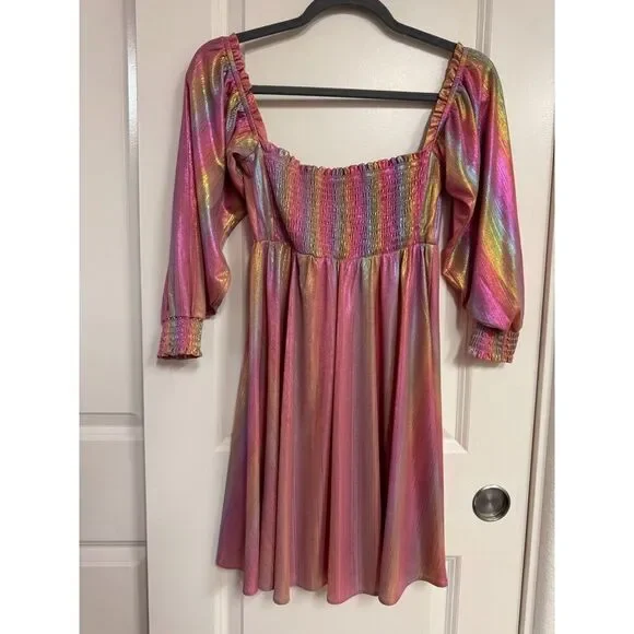 Show Me Your Mumu Downtown Rainbow Pink Tunic Mini Dress Size Small Women's - Picture 4 of 9